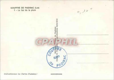 Gouffre de Padirac (Lot) — Jezioro des Pluies — Éditions Comité de Padirac — Rewers
