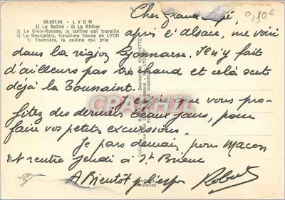 Lyon — Deux Collines, Trois Fleuves — Éditeur 'La Chaine' n°69.697.64 — Verso