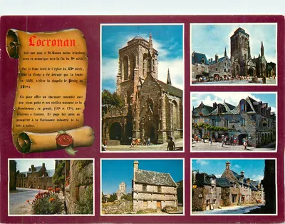 Locronan — vista da praça, igreja e casas antigas — Edições d'Art 'Couleurs de Bretagne' n°29136
