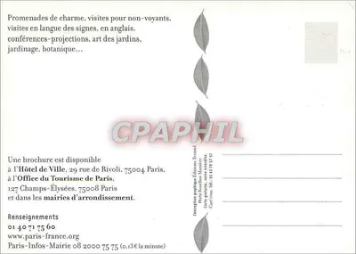 Jardins de Paris — Visitas guiadas — Mairie de Paris — Verso