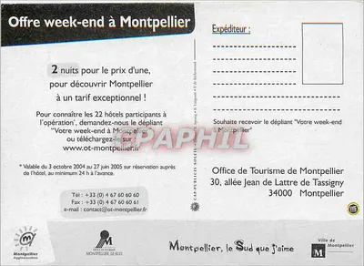 Montpellier — Oferta de fim de semana em Montpellier — Office de Tourisme — Verso
