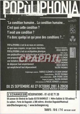 Popùliphonia — uma polybouffonnerie sonora e visual de Régis Hebette — L'Échangeur, Bagnolet — Verso