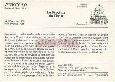 Le Baptême du Christ — Verrocchio, Quattrocento — Éditeur: Photo Archives Rencontre, Lausanne — Verso