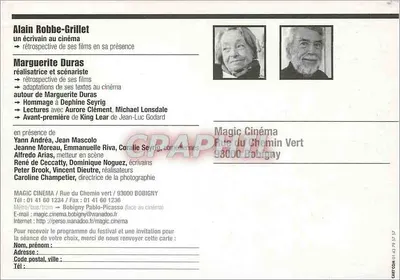 Marguerite Duras & Alain Robbe-Grillet — 13. festiwal Teatry w kinie — Magic Cinema, Bobigny — Rewers