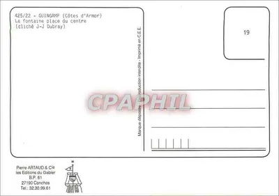 Guingamp (Côtes d'Armor) — A fonte da praça central — Éditions du Gabier, n° 425/22 — Verso