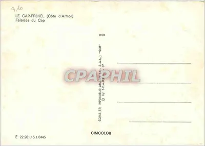 Cap-Fréhel (Côte d'Armor) — Falésias do Cap — Impressor Combier — Verso