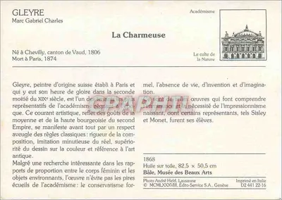 La Charmeuse — Charles Gleyre — Editor: Photo André Held, Lausanne — Verso