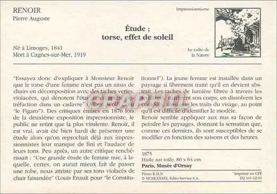 Étude ; torse, effet de soleil — Pierre Auguste Renoir — Wydawca CEE, seria D2 441 62-01 — Rewers