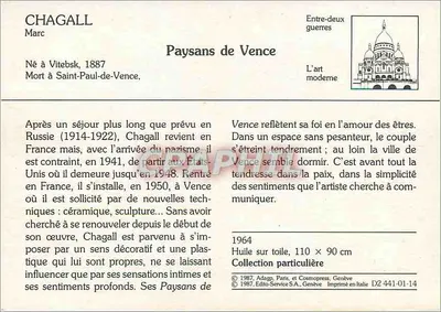 Paysans de Vence — Marc Chagall — Éditeur : Adagp, Paris, et Cosmopress, Genève — Verso