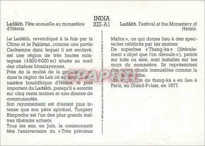 Festa anual no mosteiro de Hémis — Ladakh, Índia — Edição Services S.A. n° XIII-A1 — Verso
