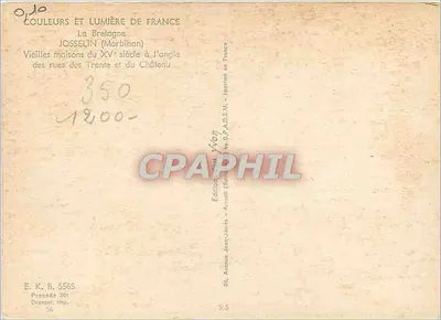 Josselin (Morbihan) — Vecchie case del XV secolo all'angolo delle strade del castello — Edizioni Yvon — Verso
