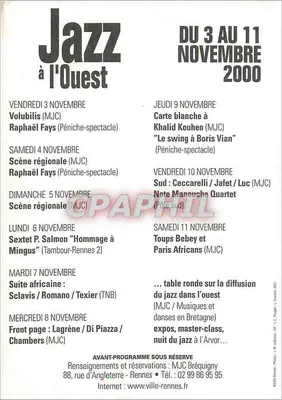 Jazz à l'Ouest — Festiwal jazzowy w Rennes — MJ C Bréquigny — Rewers