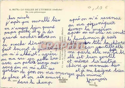 La Vallée de l'Eyrieux (Ardèche) — een pittoorlijk hoekje — Éditions Jacellard, n° T. 3857 — Achterkant