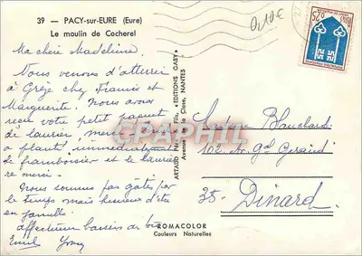 Le moulin de Cocherel — Pacy-sur-Eure (Eure) — Éditions Gaby, Nantes — Rewers