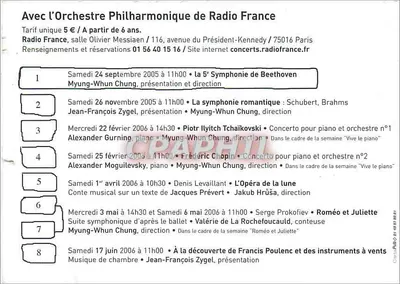 De Musicales van de Filharmonische Orkest van Radio France — Seizoen 2005-2006 — Radio France — Achterkant