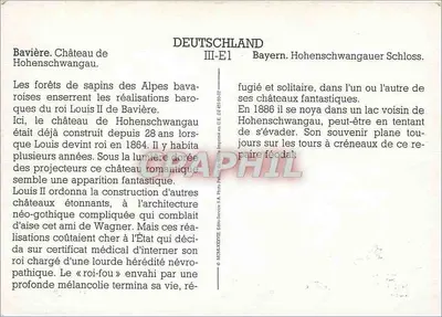 Castelo de Hohenschwangau — Baviera — Hohenschwangau Schloss — editor HUMEXXVIII, série III-E1 — Verso