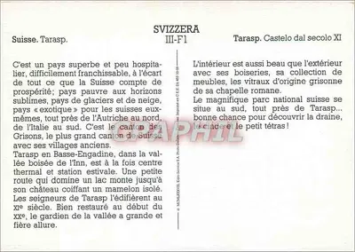 Tarasp — Castelo do Século XI — Edições S.A. Photo-Dulon — Verso