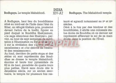 Bodhgaya — świątynia Mahabodhi — Wydawca C.P.A. — nr XIV-A7 — Rewers