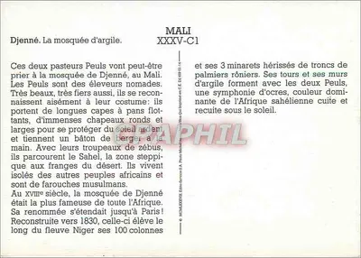 Djenné — A mesquita de argila — Mali, série XXXV-C1 — Verso