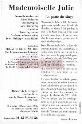 Pani Julie — Strindberg — Teatr Burz, Paryż — Rewers