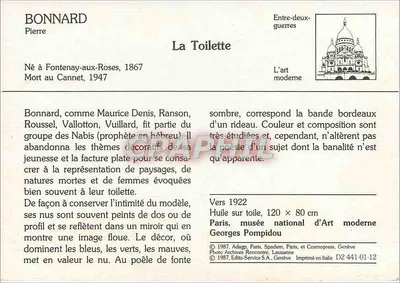 Mulher nua diante de um espelho — A Toalete — Pierre Bonnard, editor Adagp, série D2 441-01-12 — Verso