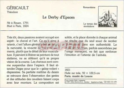 El Derby de Epsom — Théodore Géricault — Editor: Editio-Service S.A., Ginebra, n° D2 441-01-09 — Reverso