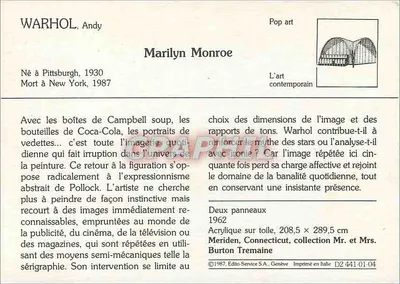 Marilyn Monroe — Arte pop — Andy Warhol, editor Meriden, Connecticut, coleção Mr. e Mrs. Burton Tremaine — Verso