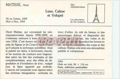 Henri Matisse — Luxe, Calme et Volupté — Édito-Service S.A., Genewa — Rewers