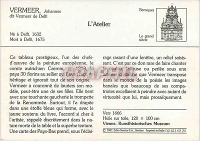 Atelier — Vermeer z Delft — Editio-Service S.A., Genewa, D2 441-02 20 — Rewers
