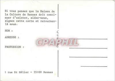 Maison de la Culture de Rennes — apelo por apoio — editor não visível — Verso