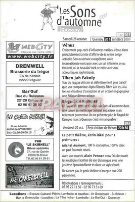 Les Sons d'automne 2000 — Quessoy — Wydarzenia muzyczne i wystawy — Rewers