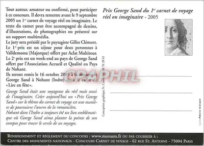George Sand — Premio George Sand do primeiro caderno de viagem 2005 — monum, Região Centro — Verso