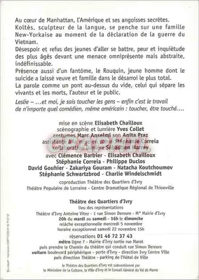 Żółty samolot z krwią wiruje na słońcu nad Nowym Jorkiem — Sallinger — Teatr Quartiers d'Ivry — Rewers