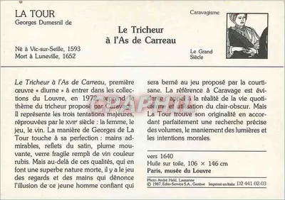 Złodziej z asa karo — Georges de La Tour — Édito-Service S.A., Genève — Rewers
