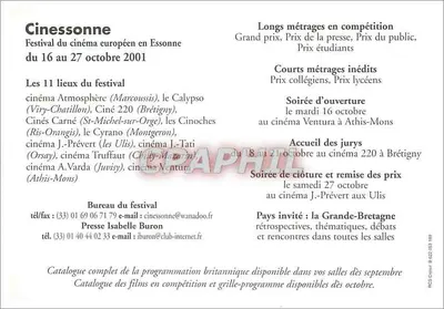 Festival do Cinema Europeu na Essonne — 3ª Edição — 2001 — Editor: Cinéssononne — Verso