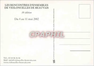 Violoncelliste — avec son instrument décoré de photos — Les Rencontres d'Ensembles de Beauvais, 10e édition — Rewers