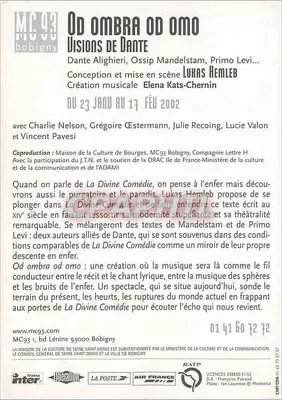 Od ombra od omo — Visões de Dante — MC93 Bobigny — Verso