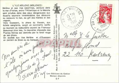 Wyspa Molène — Finistère — Éditions de la Dûcée — Rewers