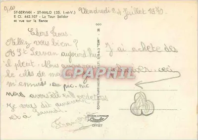 La Tour Solidor — uitzicht op de Rance — Combier Uitgever (71. S.-et-V.) — Achterkant
