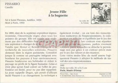 Menina jovem com pão francês — Camille Pissarro — Editor: Paris, Musée d'Orsay, 1881 — Verso