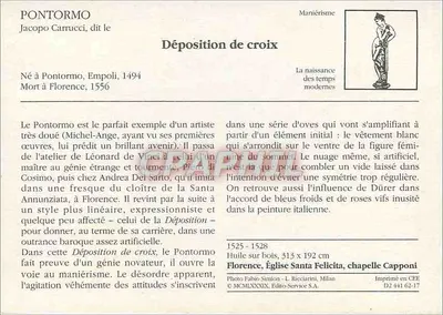 Deposição da cruz — Jacopo Carrucci chamado Pontormo — Igreja Santa Felicita, Florença — Verso