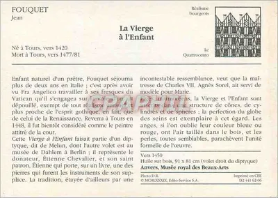 Dziewica z Dzieciątkiem — Jean Fouquet — Wydawca CEE, n° D2 441 62-06 — Rewers