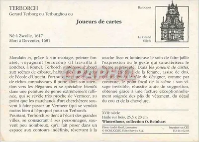 Gracze w karty – Gerard Terborch – Wydawca: Editio-Service S.A., nr D2 441 62-03 — Rewers