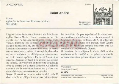 Święty Andrzej — mosaika apsydy kościoła Santa Francesca Romana — Édito-Service S.A. n° D2 441 62-02 — Rewers