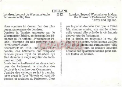 Londres. O ponte de Westminster, o Parlamento e Big Ben — Editor: CPHIL, n° II-E1 — Verso