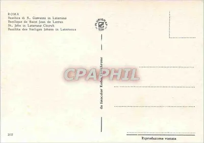 Basílica de São João de Latrão — Roma — edição Plurigrafe Terni — Verso