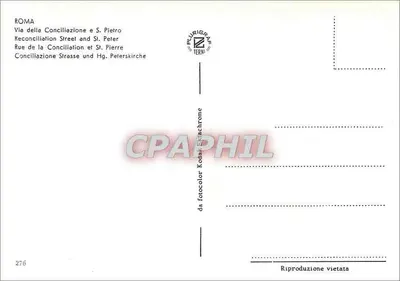 Roma - Via della Conciliazione — vista para a basílica de São Pedro — editor Plurigrafe, n° 276 — Verso