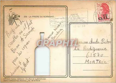Modlitwa Normanda — Wydawca ARTAUD Frères, n°208 — Rewers