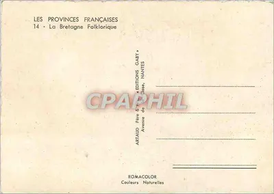 Bretanha — Geografia folclórica do traje — Edições Artaud & Père, Nantes — Verso