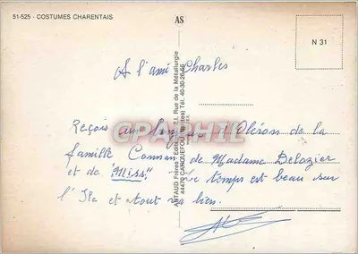 Kobieta na rowerze — Kostiumy z Charente — Wydawca ARTAUD Frères, nr 31 — Rewers